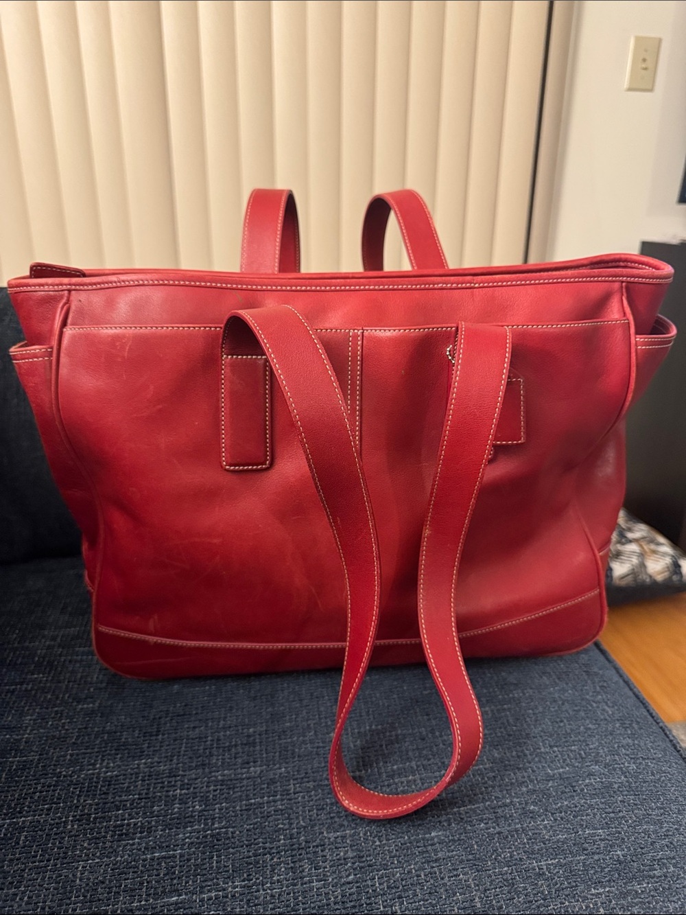 Coach Red Leather Tote Bag